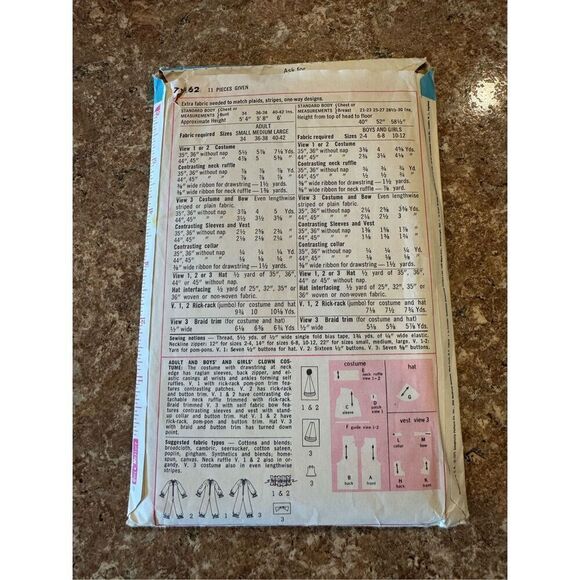 Vintage kids simplicity  sewing 7162 clown pattern - Picture 2 of 3